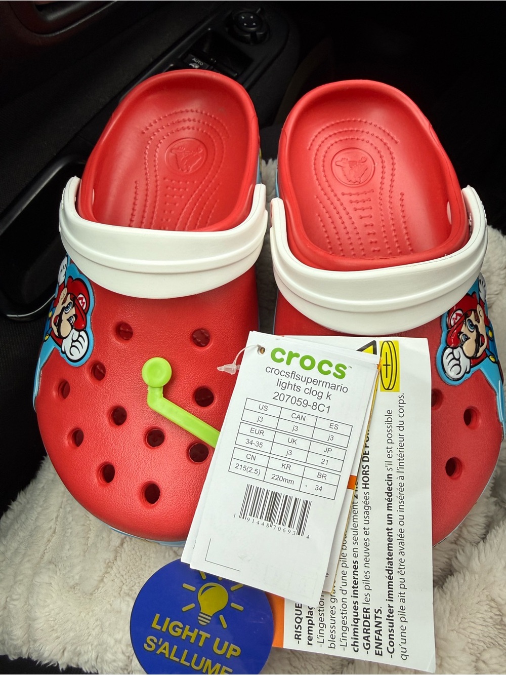 CROCS Kids' Red Super Mario Light-Up Clogs with White Strap